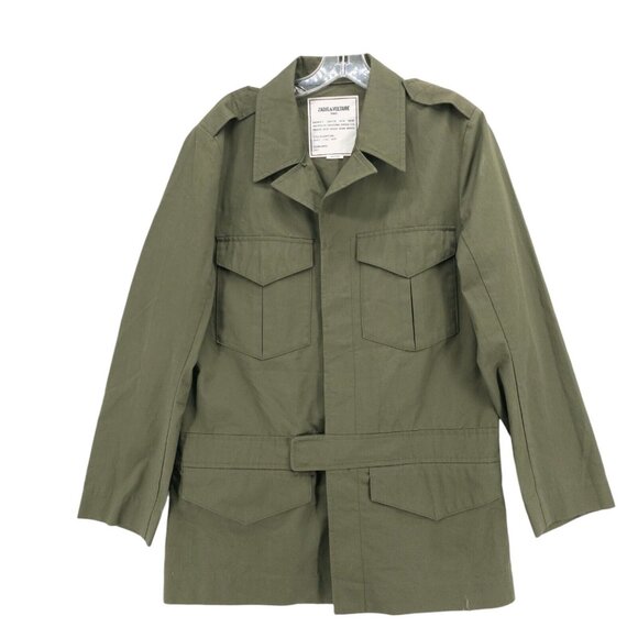 ZADIG & VOLTAIRE Kalena Jacket Military Olive Green 100% Cotton MEDIUM - READ!! - Picture 1 of 14